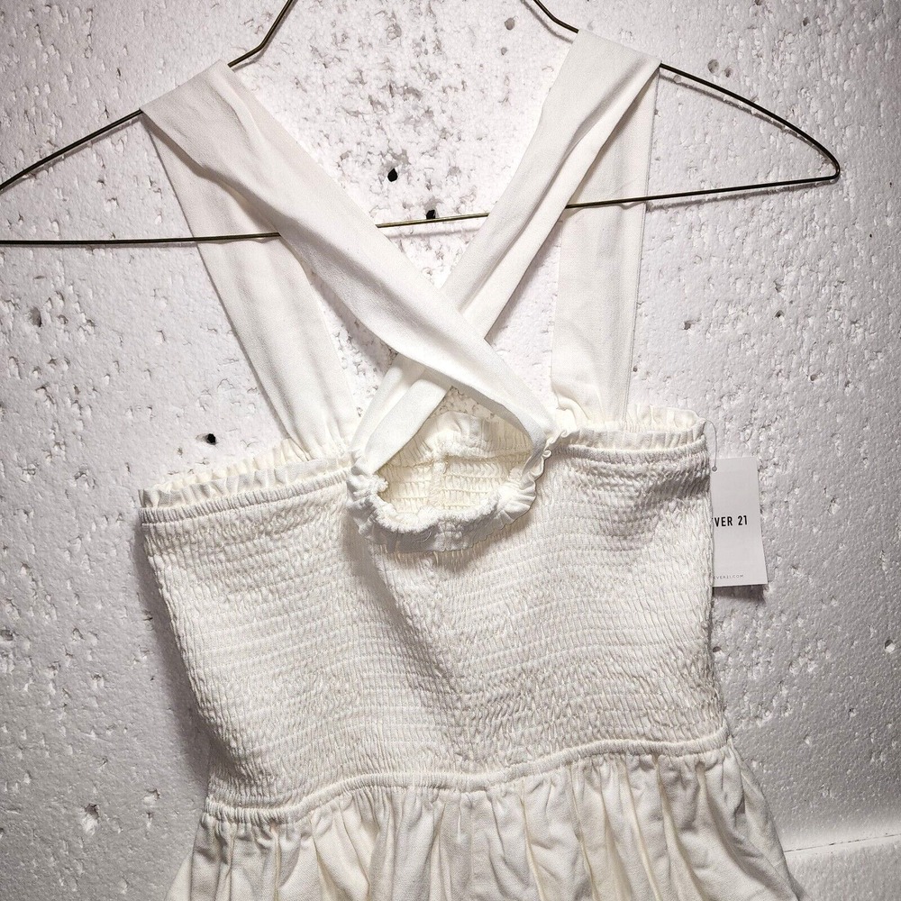 Forever 21 Dress Womens Medium White Pleated Top Sleeveless Shoulder Straps NWT - Picture 6 of 13